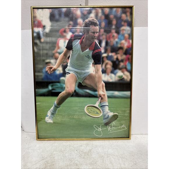 John McEnroe Signed Picture In Frame 16x22